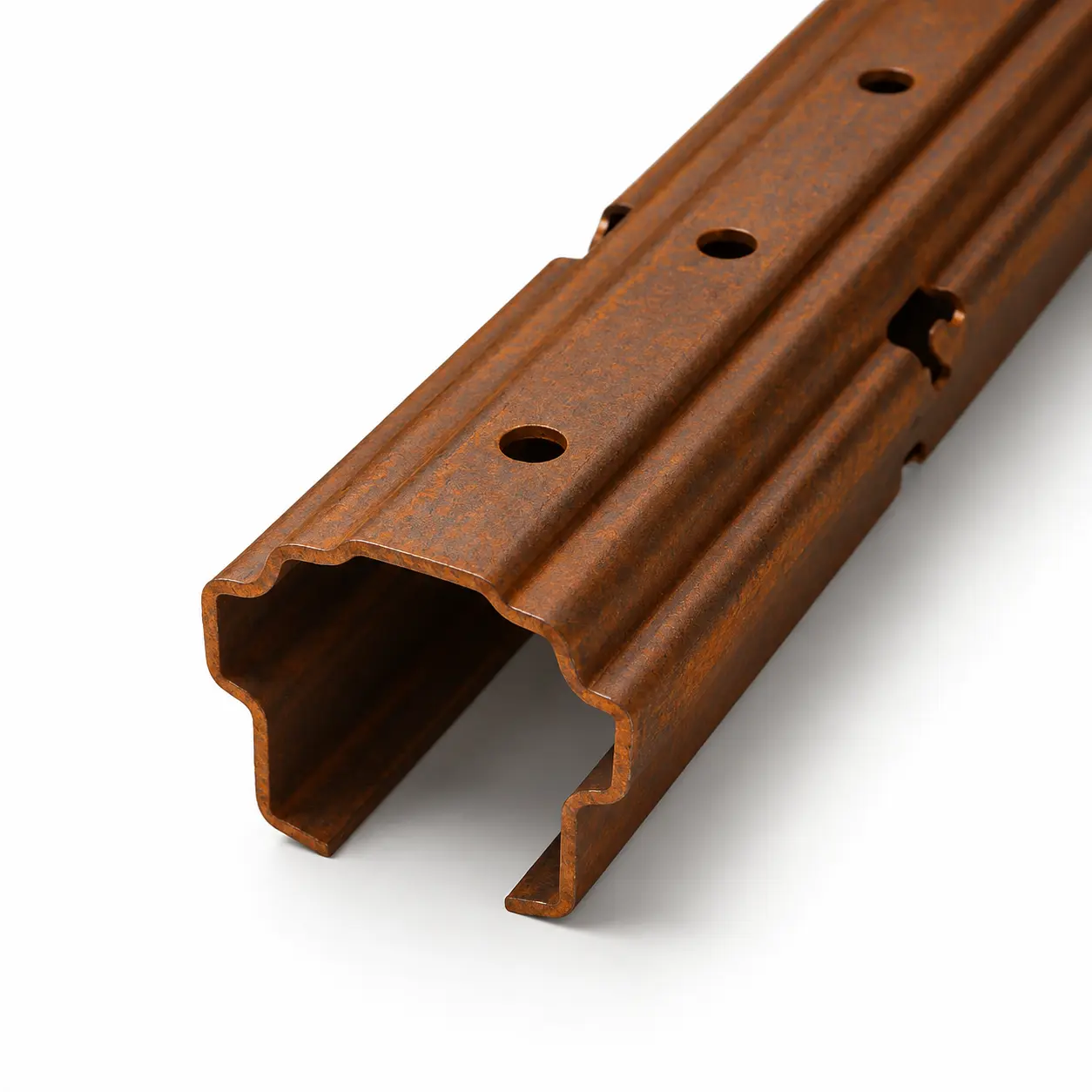 Palo a C testata in corten 56x53 spessore 1,8 H 2,6 mt