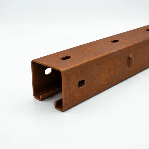 Palo a C di testata in corten 60 X 60 spessore 1,8 H 2,7 mt